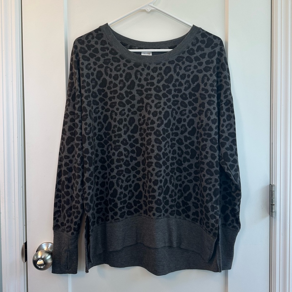Black and Gray Leopard Print Sweatshirt